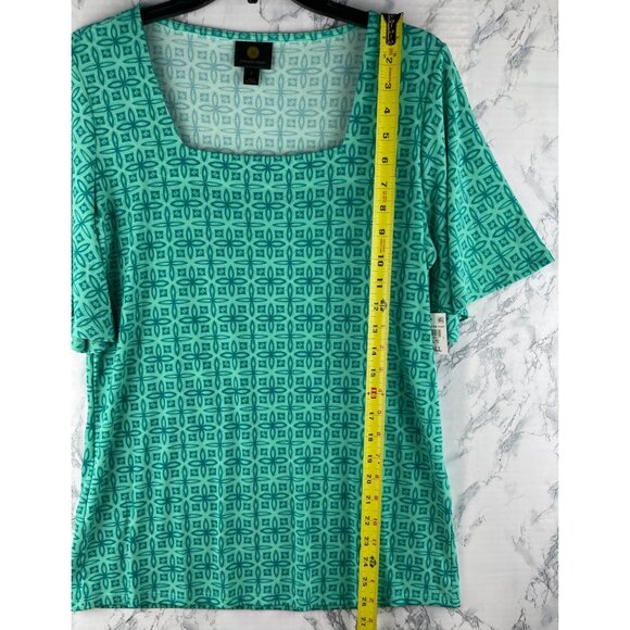 JM Collection Size Small Rayon Span Knit Square Neck Top Neo Jade - Picture 3 of 9